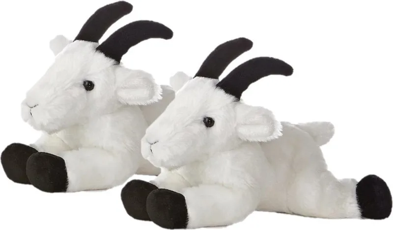 2x stuks pluche geiten knuffel 20 cm - Boerderij dieren speelgoed knuffels. van Aurora in Meerkleurig – productfoto