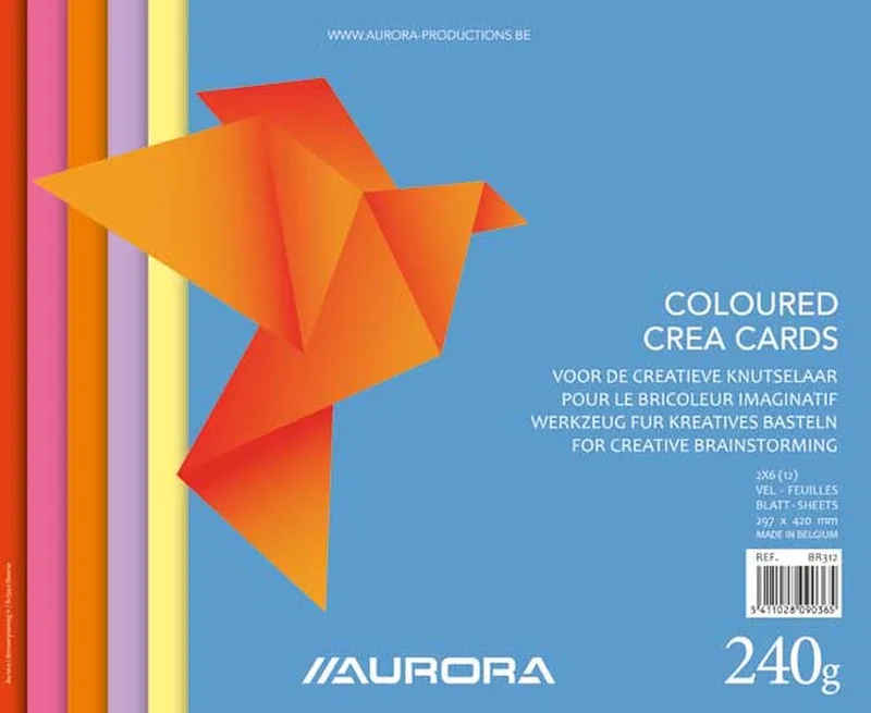 Crea Cards/Tekenvellen A3 - 6 kleuren - Pak van 5 de Aurora en Rouge – photo produit