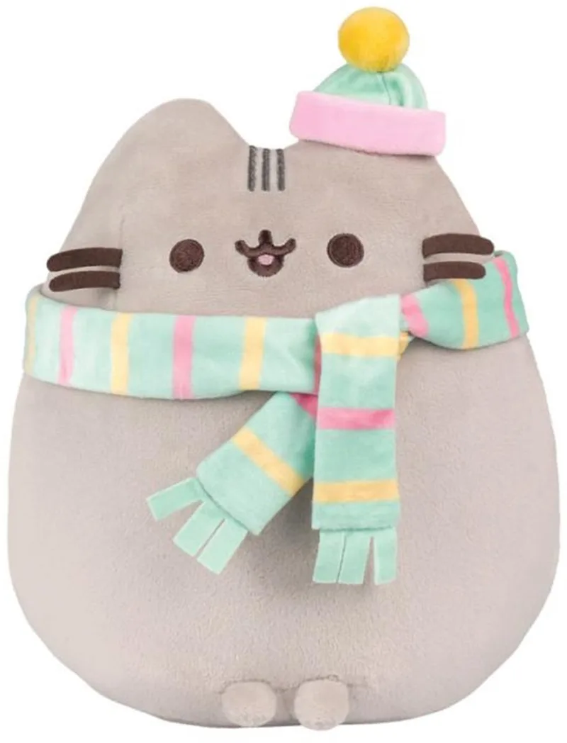 GmbH Knuffel Kat - Winter knuffel met muts en sjaal - 24 cm by Aurora in Grey – product photo