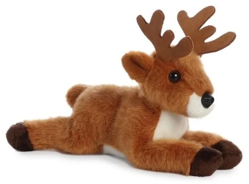 Hert knuffel - bruin - 20 cm - Bosdieren knuffels - pluche by Aurora in Brown, White – product photo