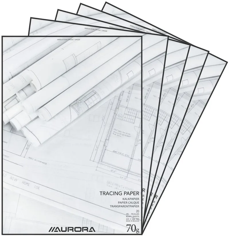 Kalkpapier - Overtrekpapier - Tracing paper - A2 - 70g - 20 vel - 5 stuks by Aurora in White – product photo