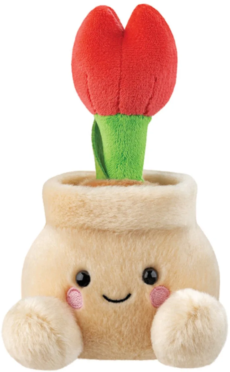 Knuffel - Palm Pals Tulp in Pot - 13 cm by Aurora in Red – product photo