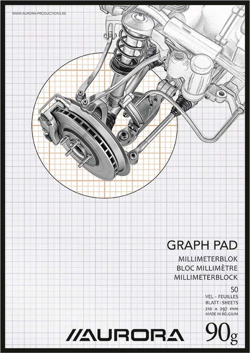 Millimeterpapier - A4 - 210x297mm - geruit - 90g - 50 vel de Aurora en Marron – photo produit