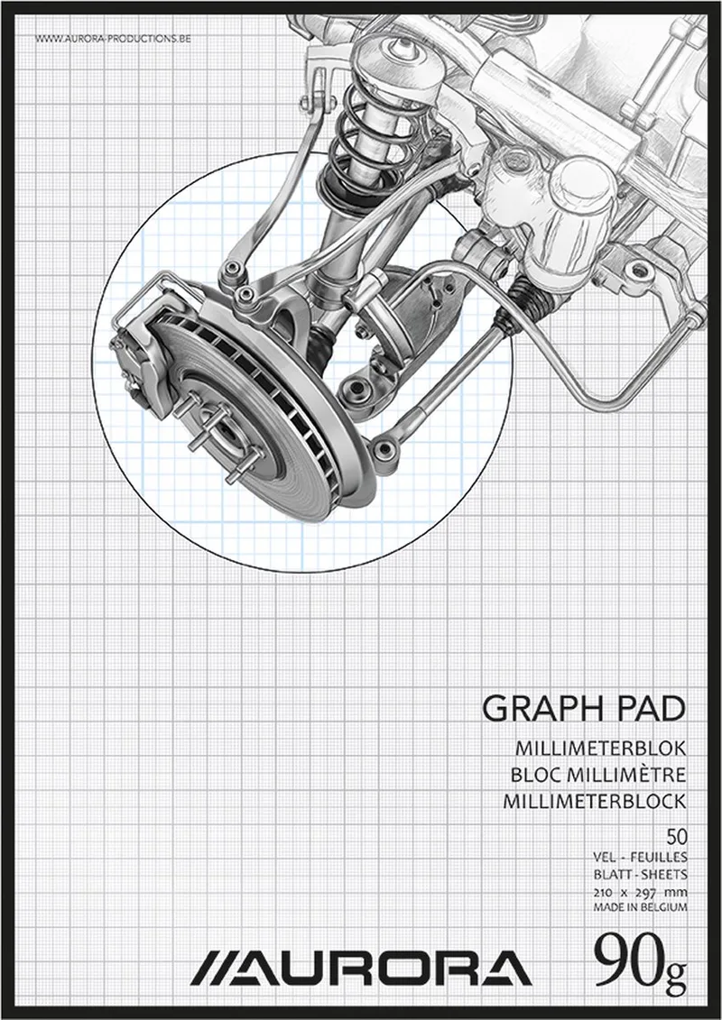 Millimeterpapier - A4 - 210x297mm - geruit - 90g - 50 vellen by Aurora in Blue – product photo