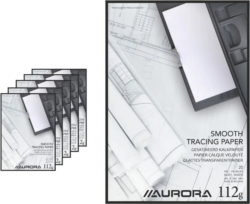 Overtrekpapier - Gesatineerd Kalkpapier - voor Printer - A4 - 112g - 20 vel - 5 Stuks by Aurora in White – product photo