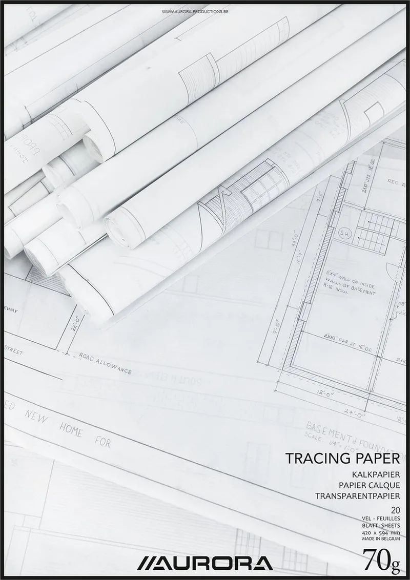Overtrekpapier - Kalkpapier - 420x594mm - A2 - 70g - 20 vellen de Aurora en Blanc – photo produit