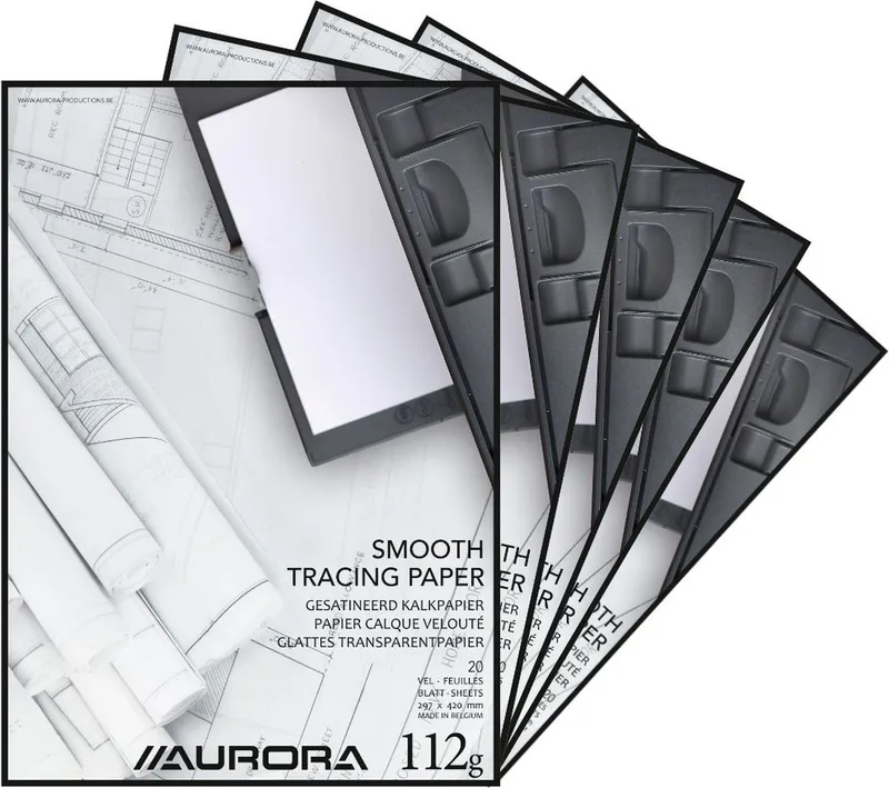 Overtrekpapier - Kalkpapier - A3 - Inkjet/Laser printer - 20 vel - 5 stuks by Aurora in White – product photo