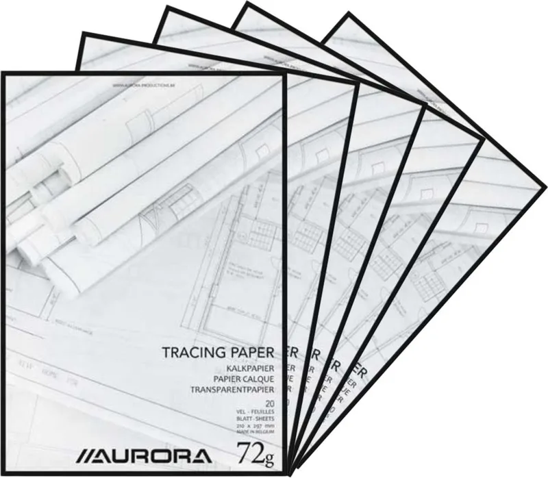 Overtrekpapier - Kalkpapier - A4 - 72g - 20 Vel - 5 Stuks by Aurora in White – product photo