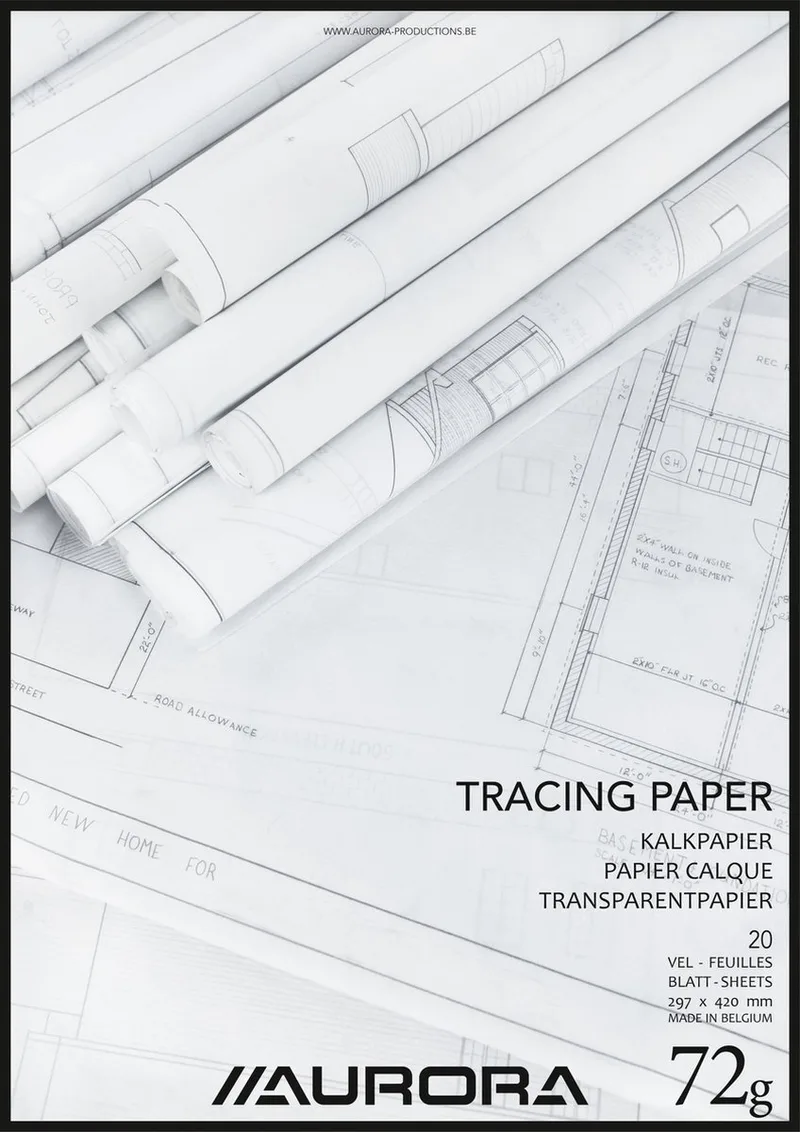 Overtrekpapier - Kalkpapier - Kopgelijmd - A3 - 72g - 20 vel de Aurora en Blanc – photo produit