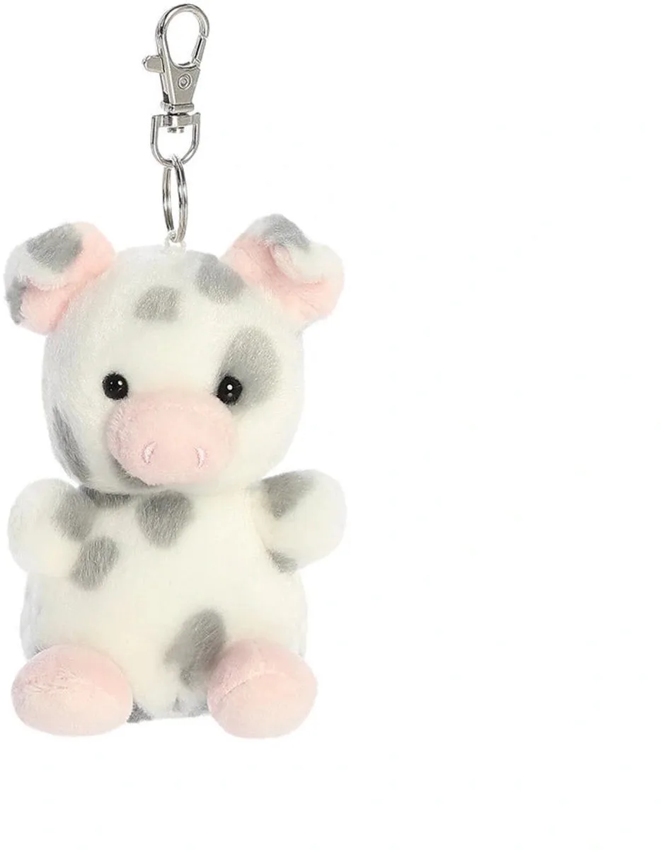 Palm Pals Sleutelhanger Gevlekt Varken - Knuffels by Aurora in Pink, Wit en zwart – product photo