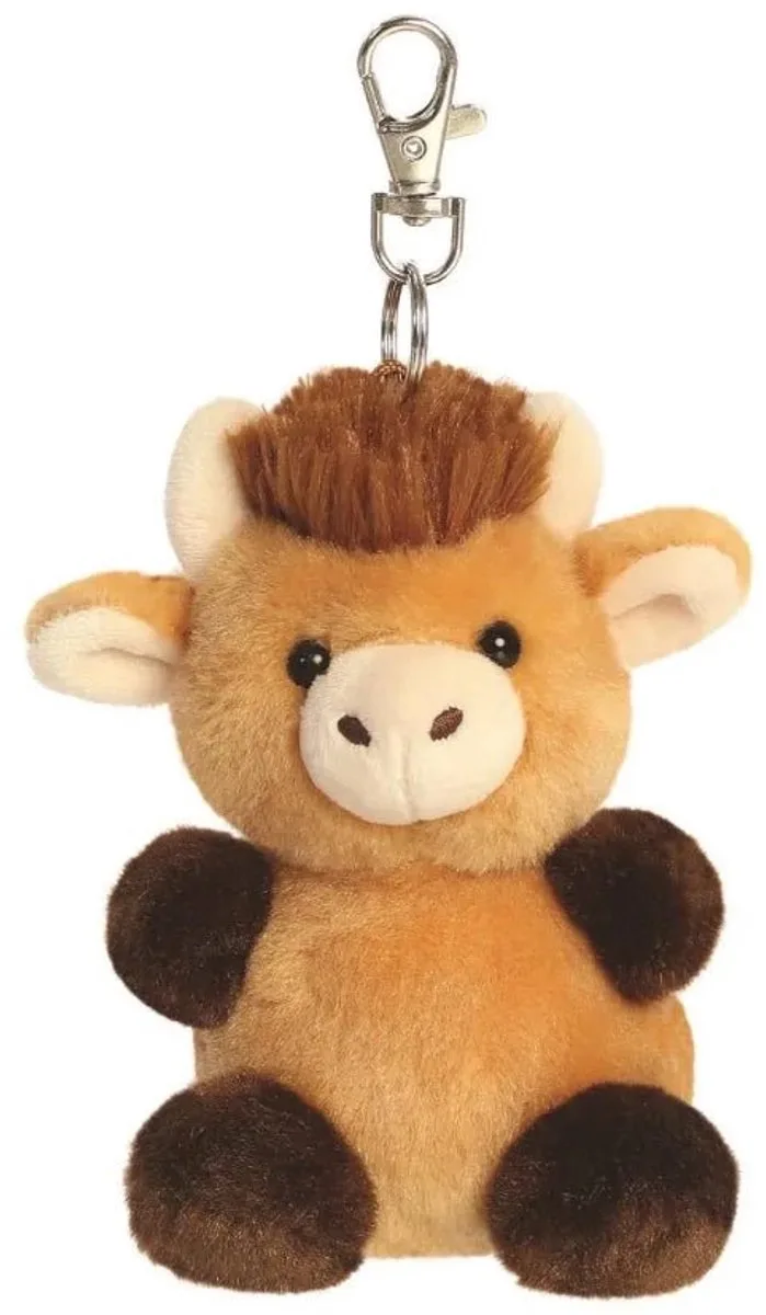 Palm Pals Sleutelhanger Schotse Hooglander - Knuffels de Aurora en Marron – photo produit