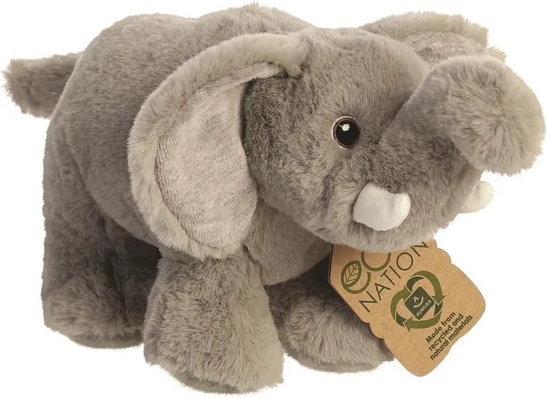 Pluche dieren knuffels olifant van 26 cm - Knuffeldieren olifanten speelgoed by Aurora in Grey – product photo