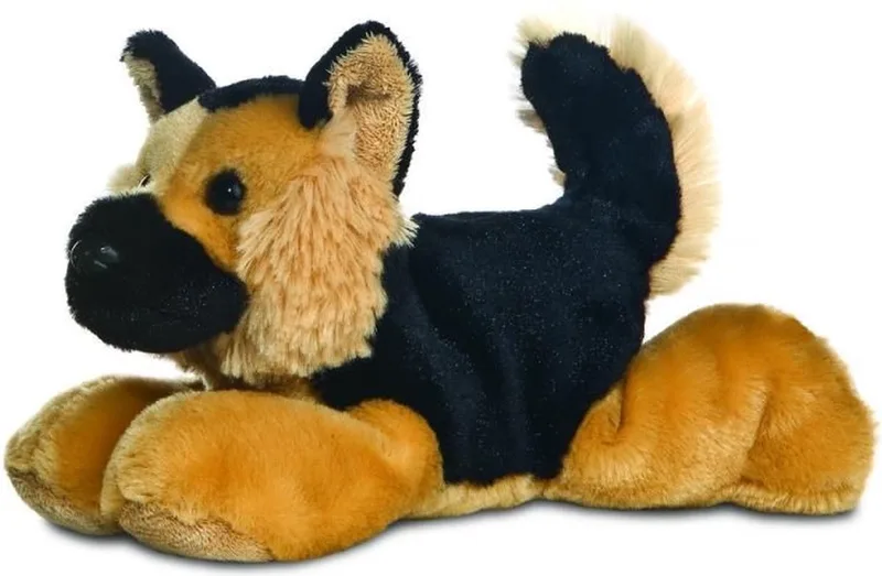 Pluche herdershond knuffel - 20 cm - Honden knuffels - Knuffeldieren honden speelgoed van Aurora in Zwart, Bruin – productfoto