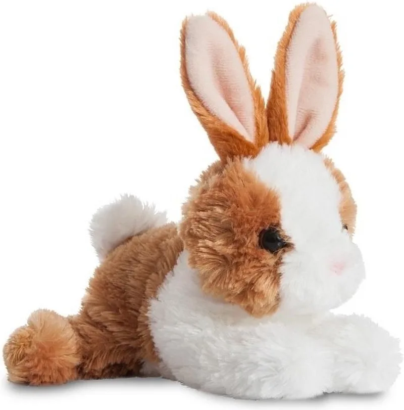 Pluche knuffel konijn - wit/bruin - 20 cm - boerderij dierenknuffel by Aurora in White – product photo