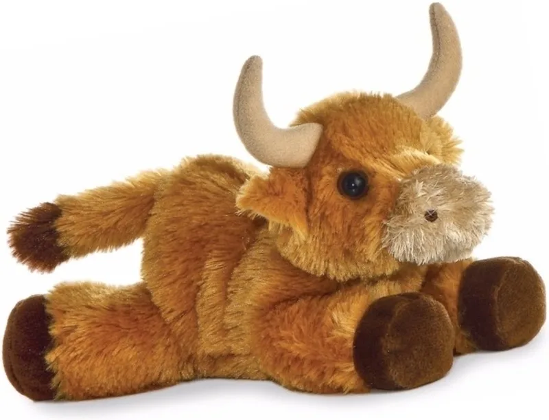 Pluche Schotse Hooglander koeien knuffel 20 cm van Aurora in Bruin – productfoto
