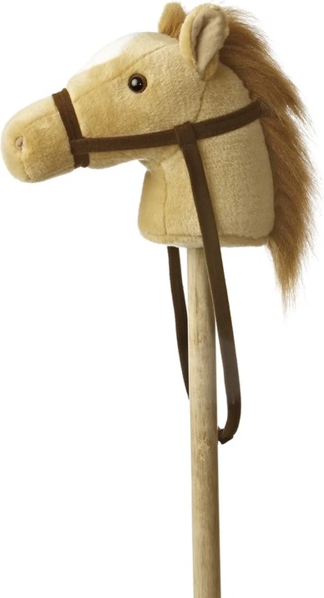 Pluche stokpaardje beige pony met geluid 94 cm van Aurora in Lichtbruin – productfoto