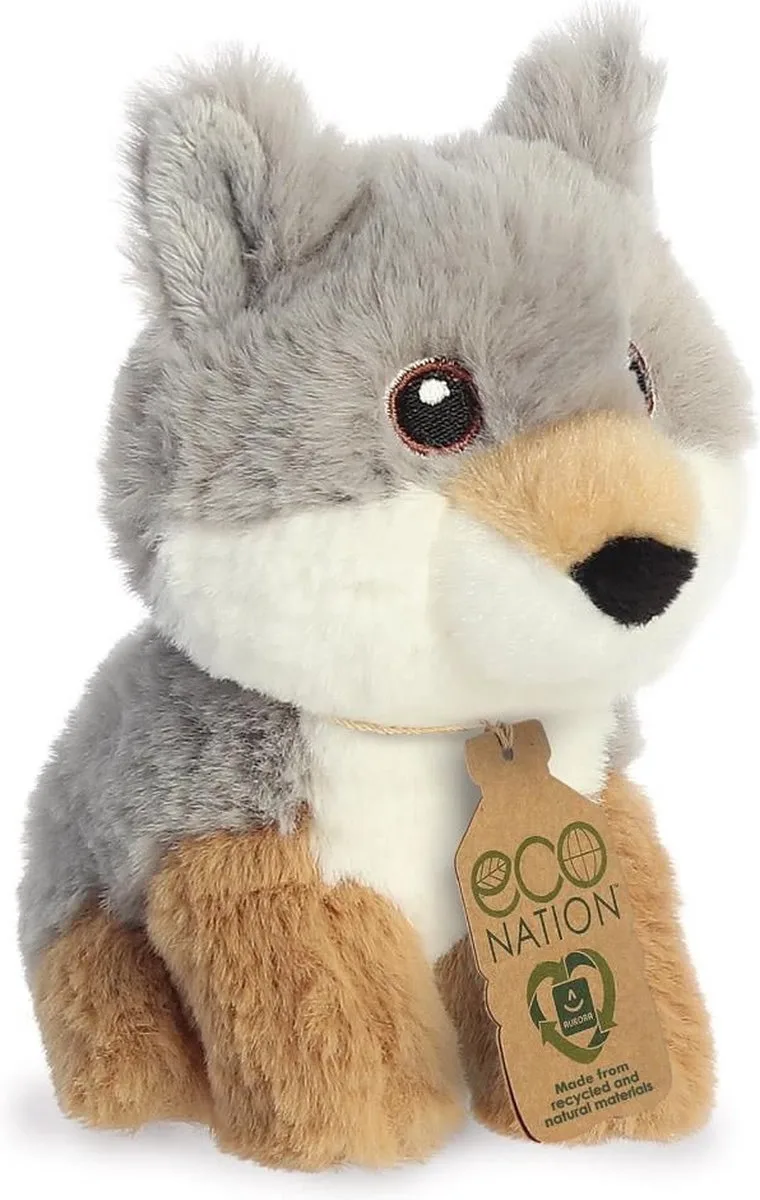 Pluche wolf - 13 cm - dieren knuffels - Knuffeldieren wolven speelgoed by Aurora in Multicolour – product photo