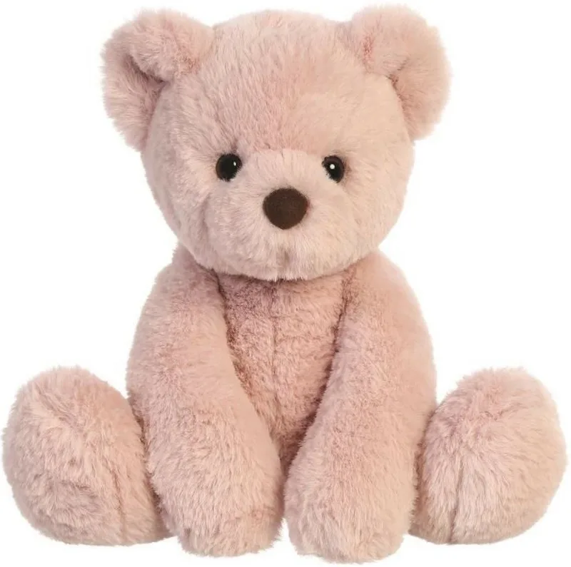 teddybeer Knuffel - Eco Nation - roze - pluche - 28 cm - bosdieren thema fra Aurora i Oudroze – produktbillede