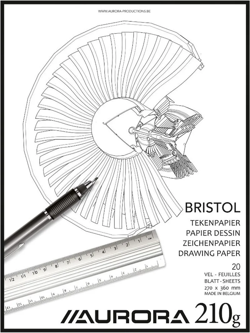 Tekenblok - Bristol - Glad Tekenpapier - 297 mm x 420 mm - A3 - 210g - 20 Vel de Aurora en Blanc – photo produit
