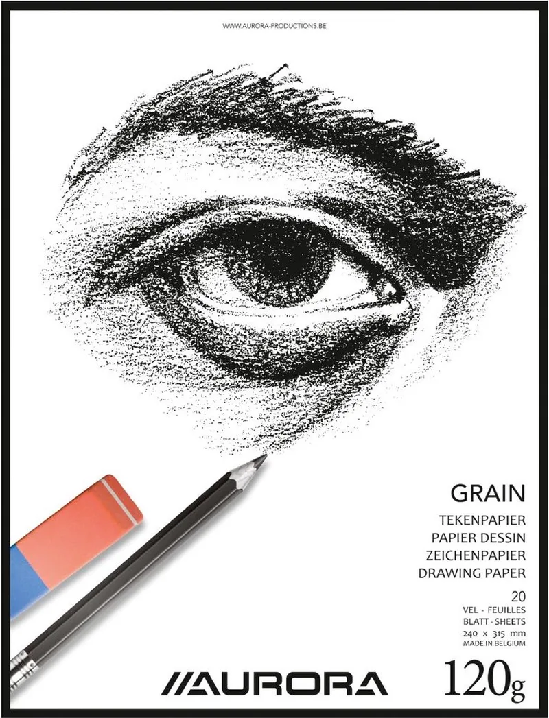 Tekenblok - Grain - Tekenpapier - Schetsblok - 240x315mm - A4+ - 120g - 20 Vel by Aurora in White – product photo