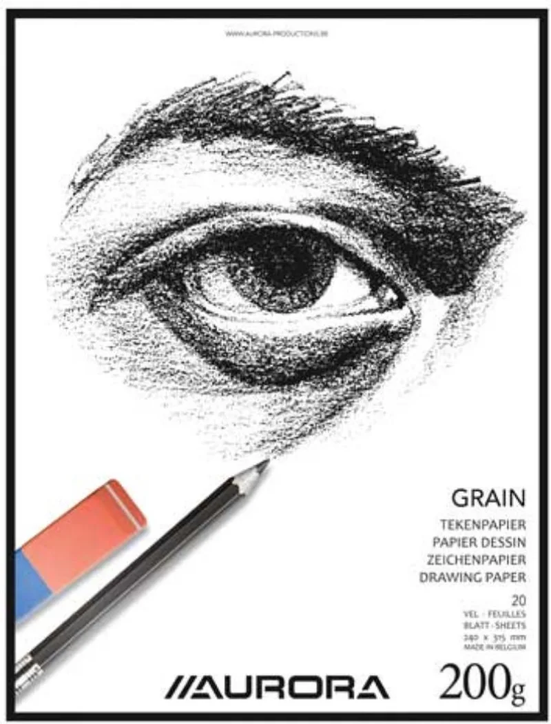 Tekenblok - Grain - Tekenpapier - Schetsblok - 240x315mm - A4+ - 200g - 20 vel by Aurora in White – product photo