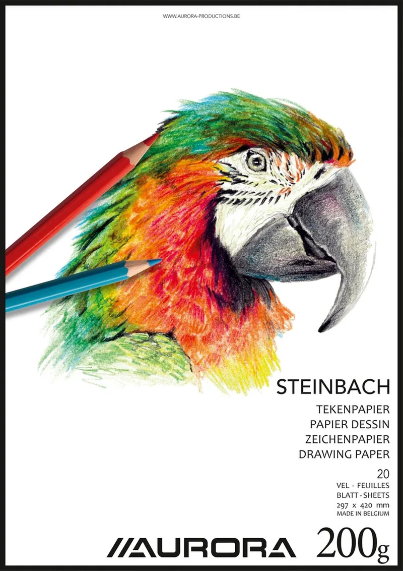 Tekenblok - Steinbach - A3 - 297x420mm - 200gr - 20 vel Tekenpapier by Aurora in White – product photo