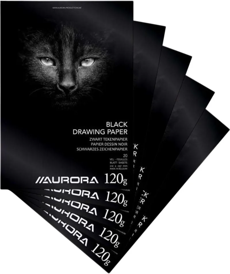Tekenblok - Tekenpapier - 15 Stuks - A4 - 210 mm x 297 mm - 120 g - 20 vel van Aurora in Zwart – productfoto