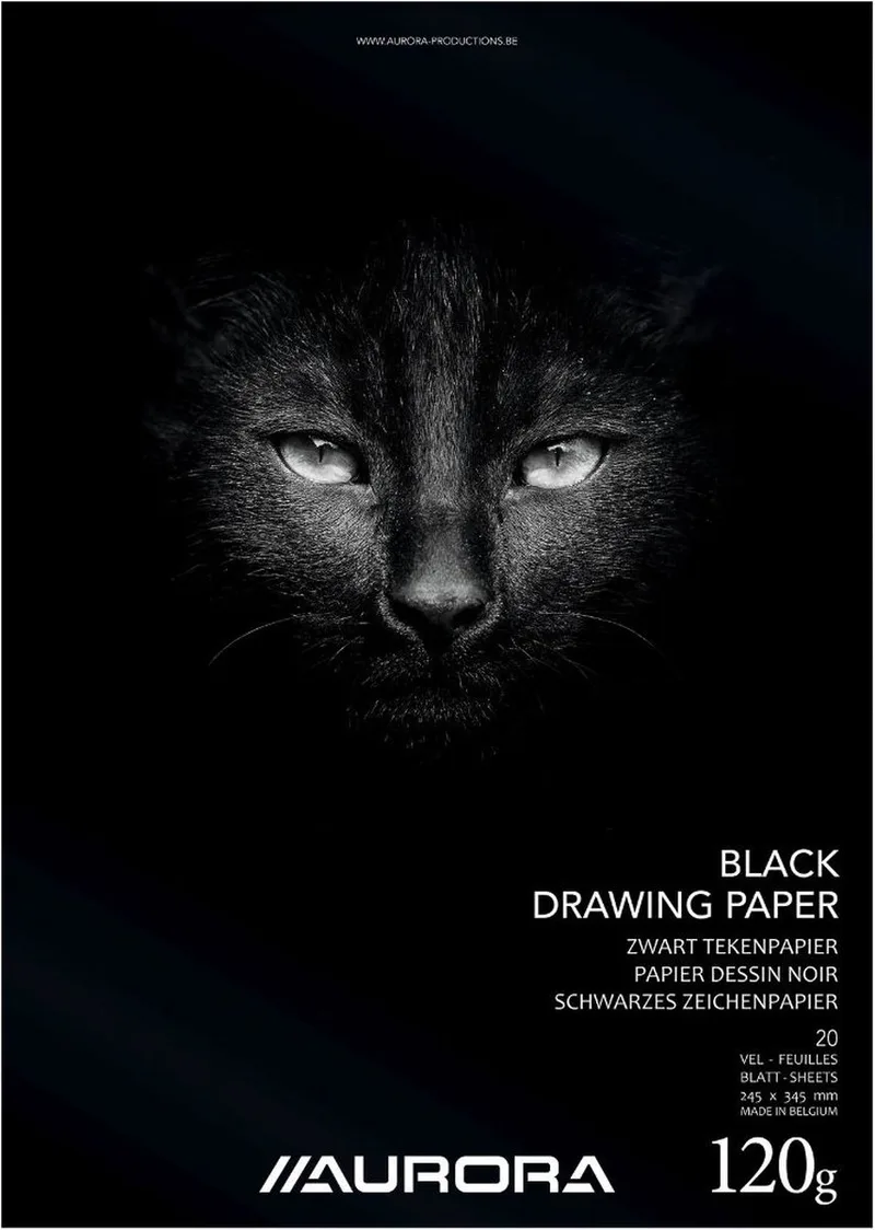 Tekenblok - Tekenpapier - 245 mm x 345 mm - 120g - 20 vel von Aurora in Schwarz – Produktfoto