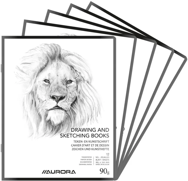 Tekenschrift - Tekenpapier - Schetsboek - 165x210mm - A5+ - 90g - 24 Bladzijden - 25 Stuks från Aurora i Vit – produktbild