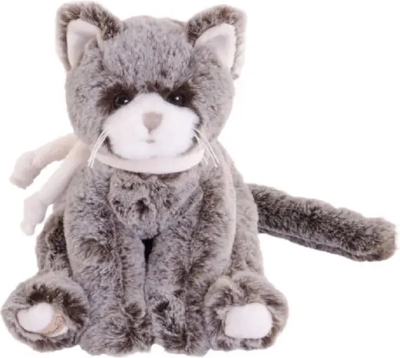 pluche kat/poes knuffeldier - zittend - 25 cm - Luxe kwaliteit knuffels från Bukowski i Grå – produktbild