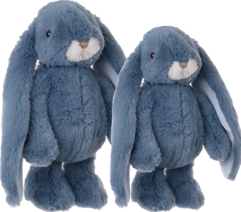 pluche knuffel konijnen set 2x stuks - 22 en 30 cm - luxe knuffels från Bukowski i Blå – produktbild