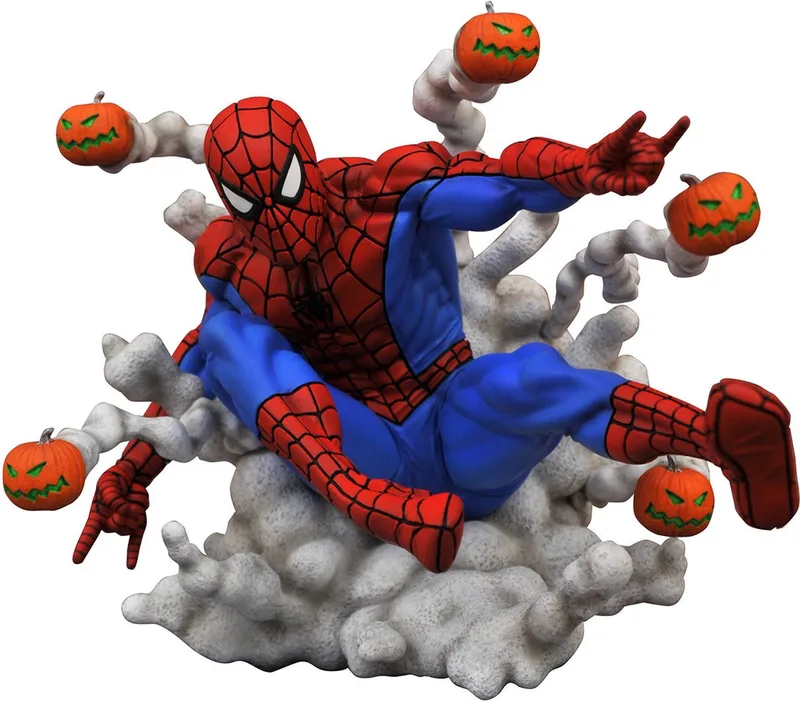 Marvel Comic Gallery: Spider-Man Pumpkin Bombs PVC Diorama van Diamond Select Toys in Bonte kleuren – productfoto
