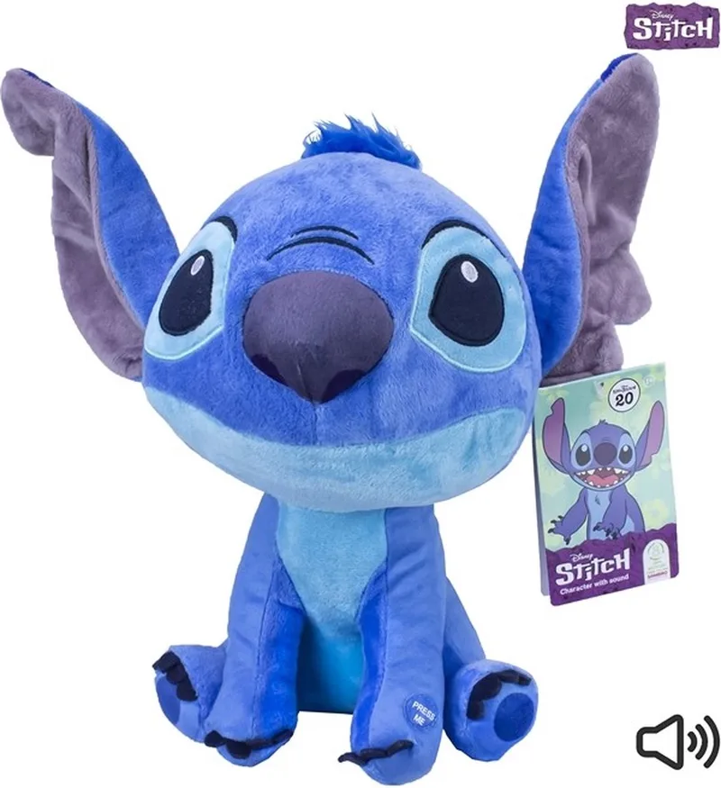 Lilo en Stitch - Knuffel - Stitch met Geluid - Extra groot Hoofd - 30 cm by Disney in Blue – product photo
