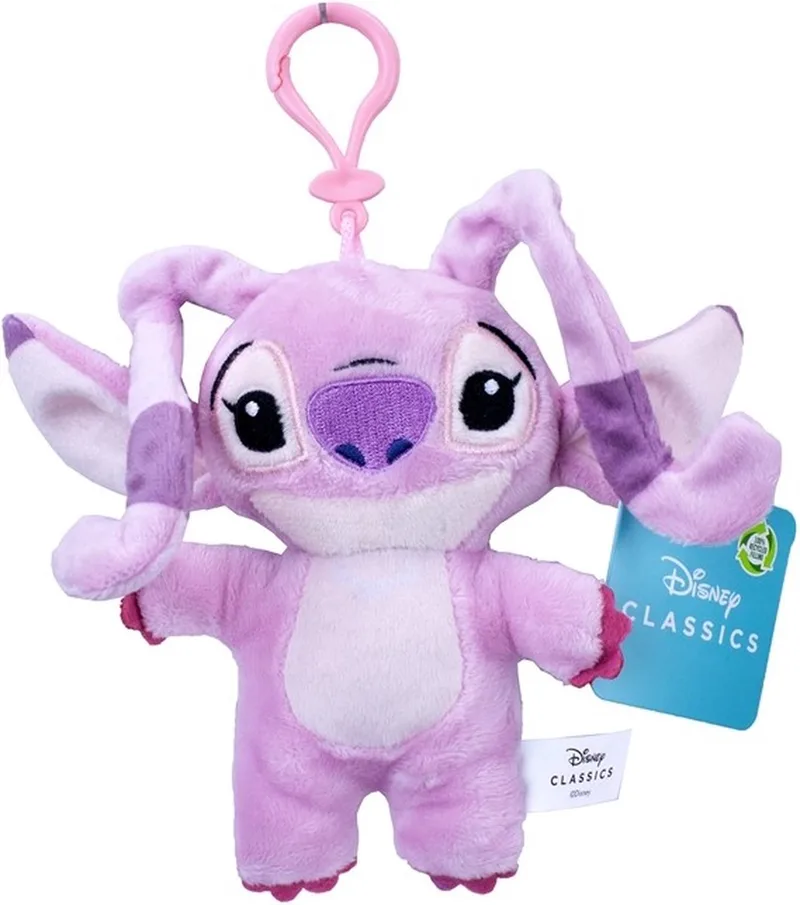 Lilo & Stitch - Pluche - Bagclip - Knuffel - Sleutelhanger - 14cm - Stitch van Disney in Roze – productfoto