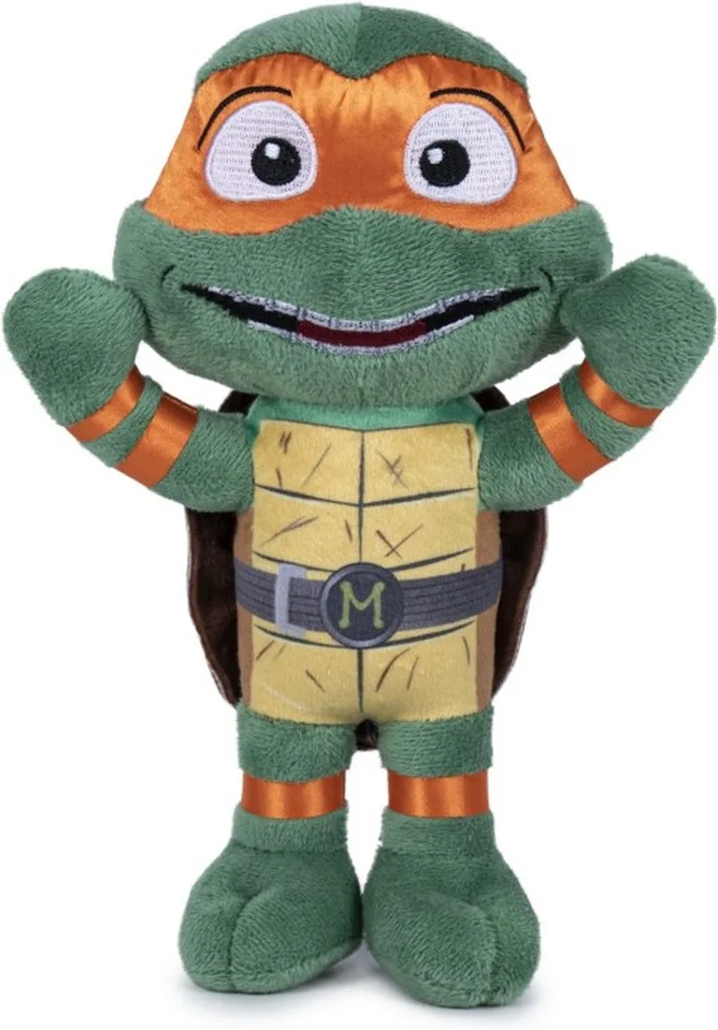 Michelangelo Teenage Mutant Ninja Turtles (Mutant Mayhem) Pluche Knuffel 30 cm [Nickelodeon Plush Toy | Speelgoed knuffeldier knuffelpop voor kinderen jongens meisjes | Michelangelo, Leonardo, Donatello, Raphael] van Disney in Oranje – productfoto