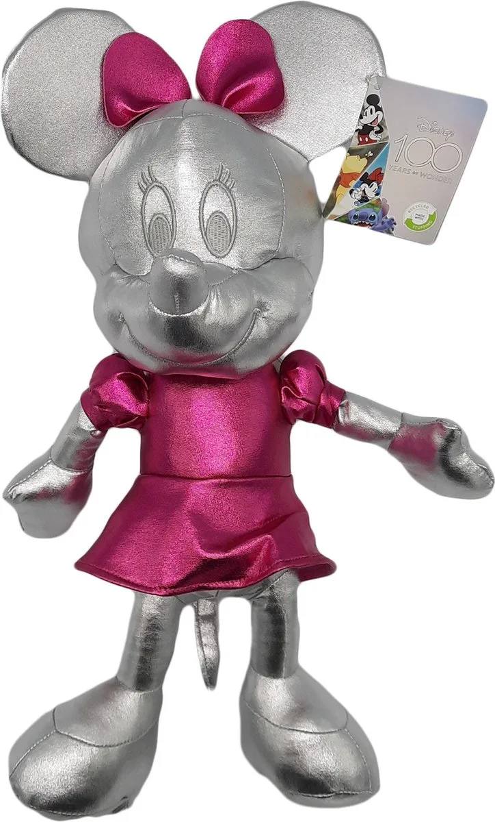 Mouse - Knuffel - 100 year - Platinum Silver Mix - Pluche - 40 cm van Disney in Minnie – productfoto