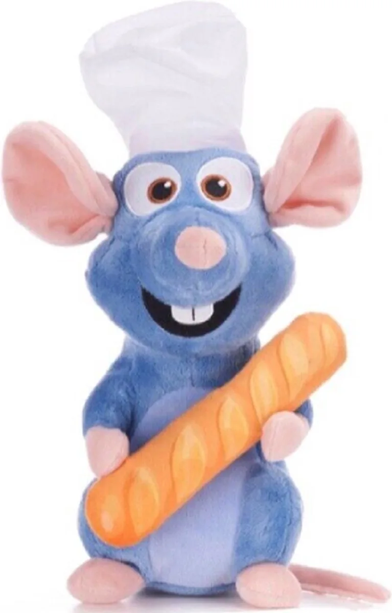 Ratatouille Disney Pluche Knuffel 32 cm {Disney Pixar Plush Toy | Speelgoed Knuffeldier voor kinderen jongens meisjes | Rat Muis Hamster} by Disney in Remy met Stokbrood – product photo