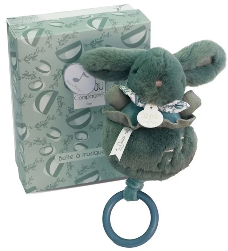 Lapin Doudou - Muzikale Knuffel Saliegroen by Doudou et Compagnie in Green – product photo