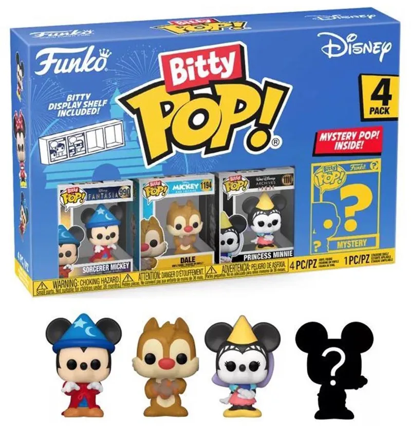 Bitty Pop! Disney 4 Pack Sorcerer Mickey, Dale, Princess Minnie and mystery by Funko in Multicolour – product photo