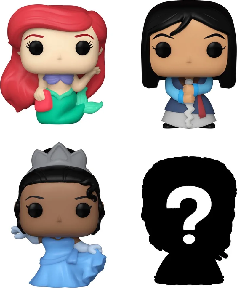 Bitty Pop: Disney Princess 4-Pack Series 1 - Ariel 563 - Mulan 166 - Tiana 224 + Mystery by Funko in Multicolour – product photo
