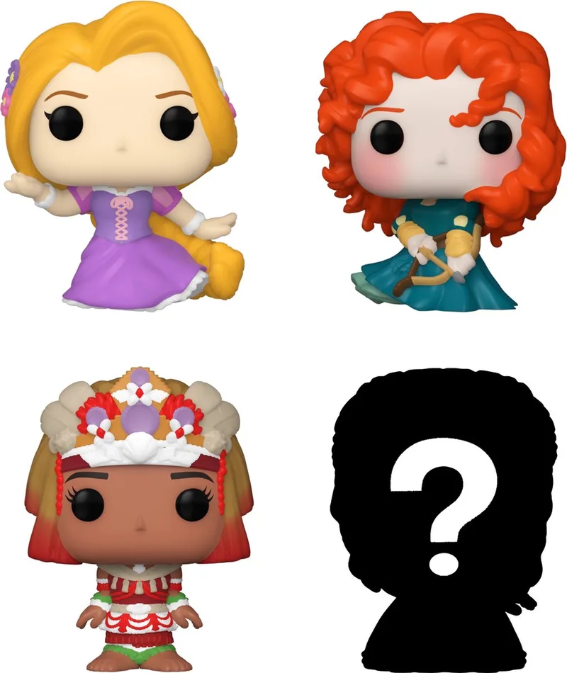 Bitty Pop: Disney Princess 4-Pack Series 4 - Rapunzzel 223 - Merida 324 - Moana 417 + Mystery by Funko in Multicolour – product photo