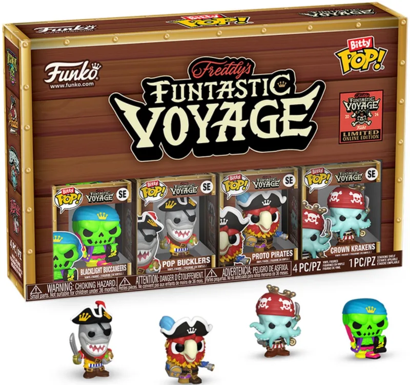 Bitty Pop! Freddy's Funtastic Voyage - Blacklight Buccaneers, Pop Bucklers, Proto Pirates, Crown Krakens Bitty Pop 4-pack Exclusive Online Edition by Funko in Multicolour – product photo