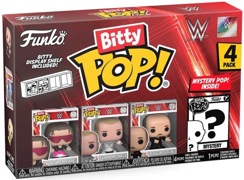 Bitty Pop! WWE - Bret “Hit Man” Hart, Shawn Michaels, “Mean” Gene Okerlund & Mystery Bitty Series 01 by Funko in Multicolour – product photo