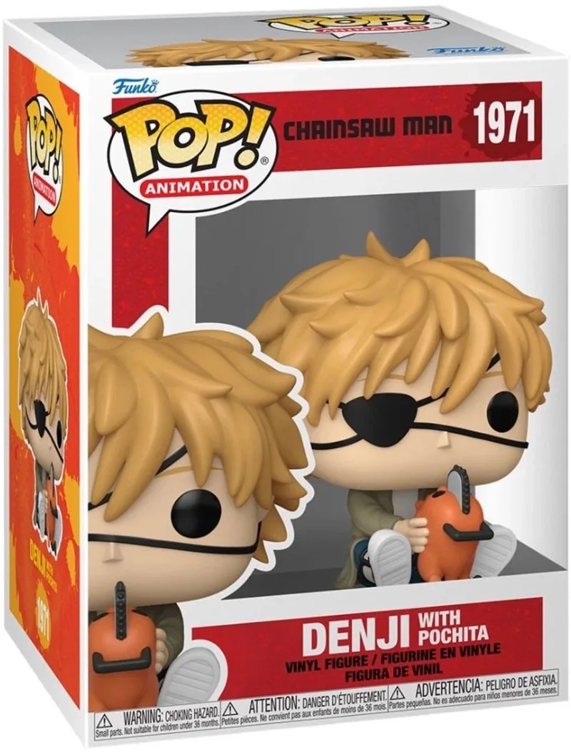 Chainsaw Man Denji with Pochita vinylfiguur 1971 Unisex Funko Pop! - Neutraal de Funko en Standard – photo produit