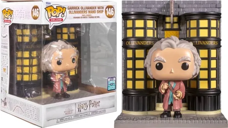 Deluxe Harry Potter: Garrick Ollivander with Ollivanders Wand Shop Diagon Alley Diorama Deluxe (2022 Funkon Convention Exclusive) van Funko in Meerkleurig – productfoto