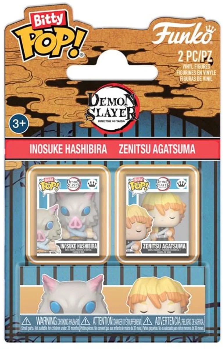 Demon Slayer Inosuke Hashibira & Zenitsu Agatsuma (Bitty Pop!) vinylfiguren (Set van 2) Unisex Funko Pop! - Neutraal by Funko in Standard – product photo