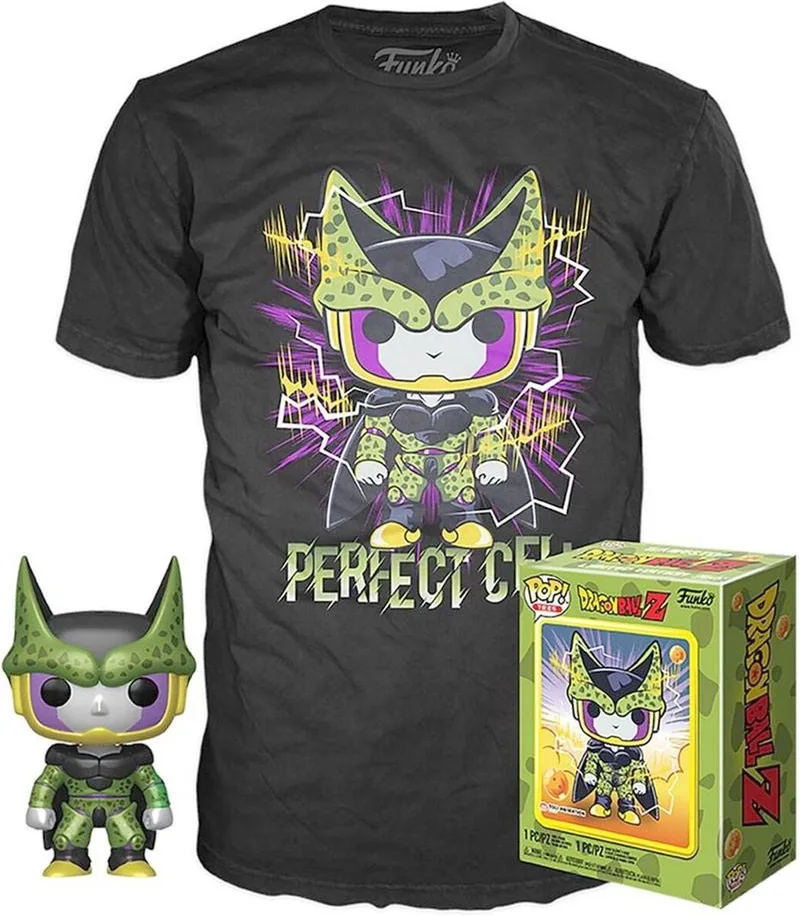 Dragon Ball Z Verzamelfiguur & Tshirt Set -S- POP! & Tee Box Perfect Cell van Funko in Zwart – productfoto