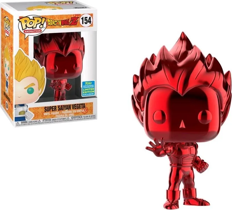 DragonBall Z - Super Saiyan Vegeta (Red Chrome) #154 - 2019 SDCC van Funko in Metallic Red – productfoto