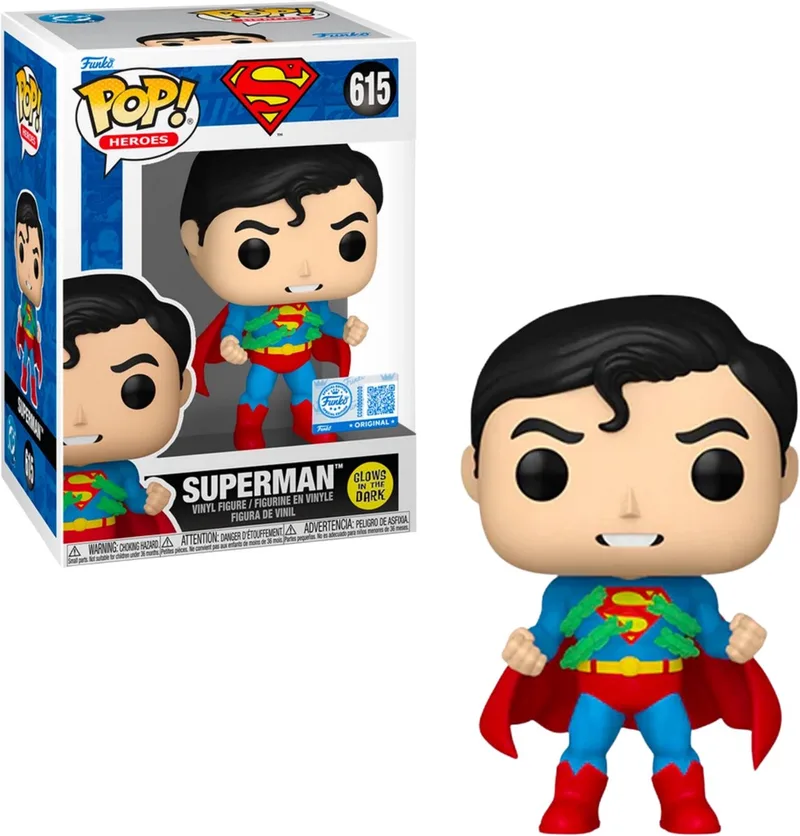 Funko – 615 – Pop Heroes Vinylfiguur – Superman – Gloeit in het donker by Funko in Blue – product photo