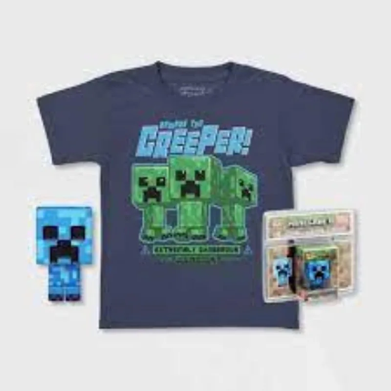 Games: Minecraft tee box - Creeper Blauw - maat XL van Funko – productfoto